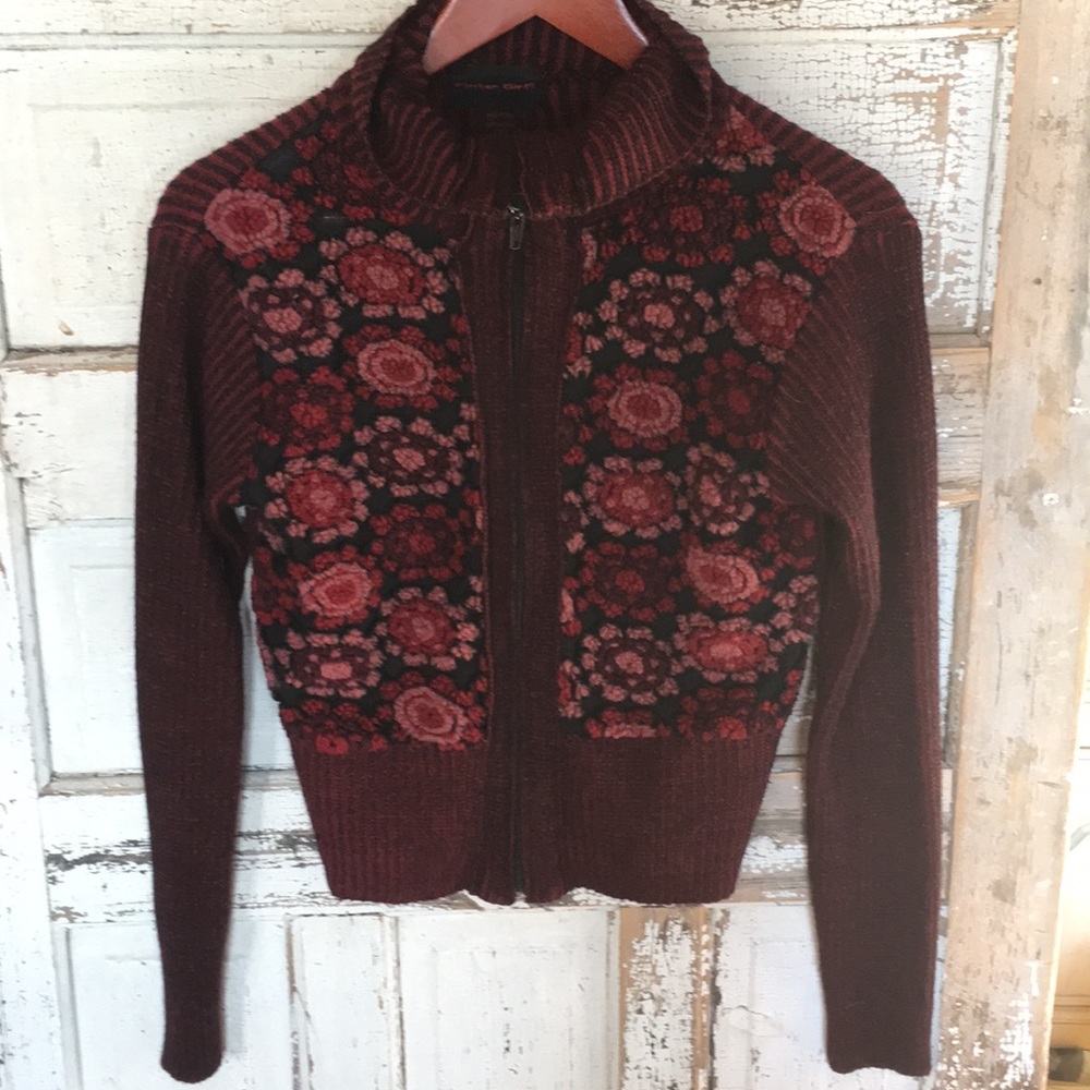 Afghan Blanket Style Zip Up Cardigan Made in Italy